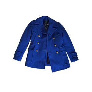 J.Crew Stadium-Cloth Wool Peacoat Blue Gold Buttons Size 00 Nello Gori
